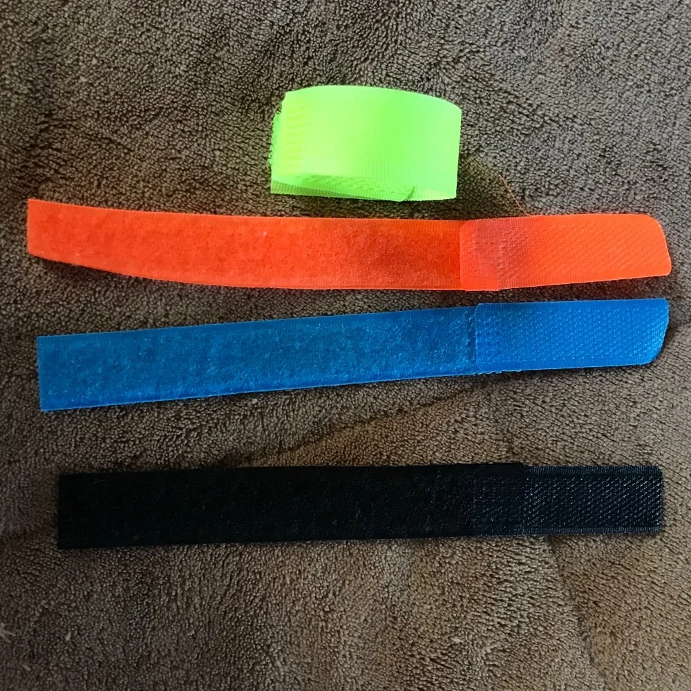 4 Computer Chord Velcro Ties Orange Green Blue Black